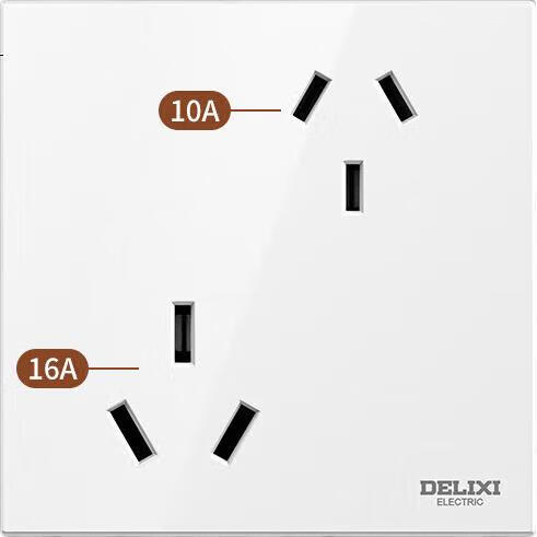 Розетка DELIXI CD100, 86-тип, 6 отверстий, 16А, белая
