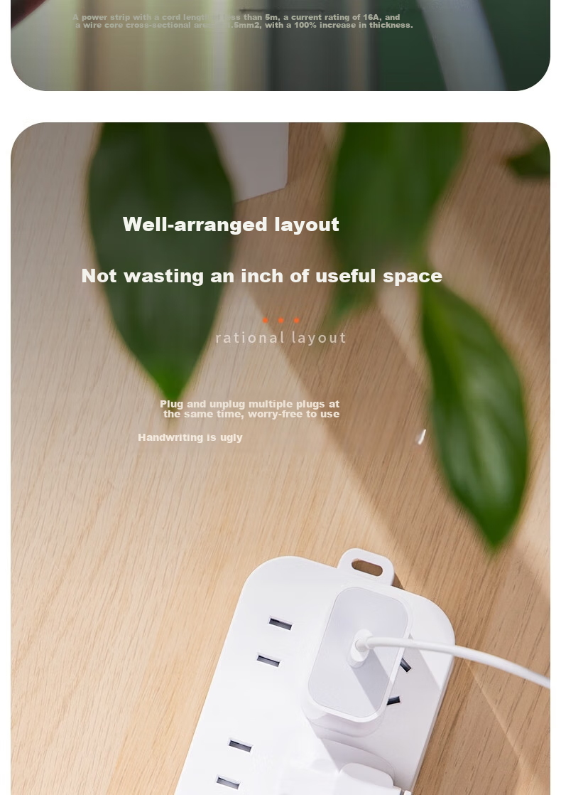 Deli 33915(05) Yabai Series New National Standard Power Strip/Extension Cord/Surge Protector with 6 Outlets, 5 Meters Total Length, 1 Pack 2