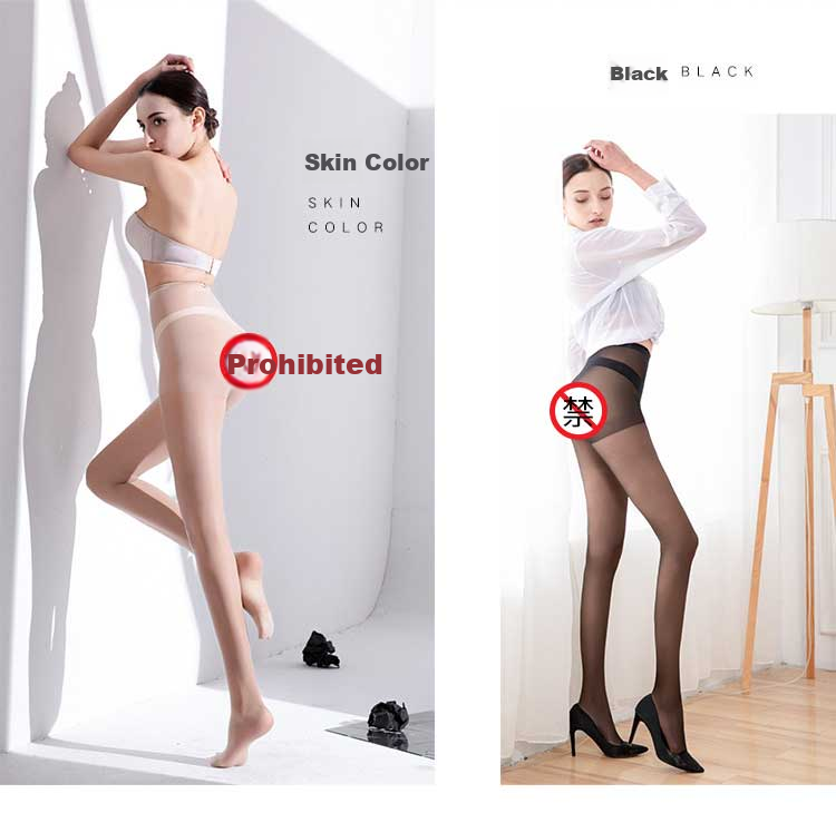LangSha Women's Plus Size Pantyhose, Double Thigh-High Stockings, Ultra-Thin Black Silk Sexy Tights, Summer Long Tube Flesh-Colored Leggings Socks 14
