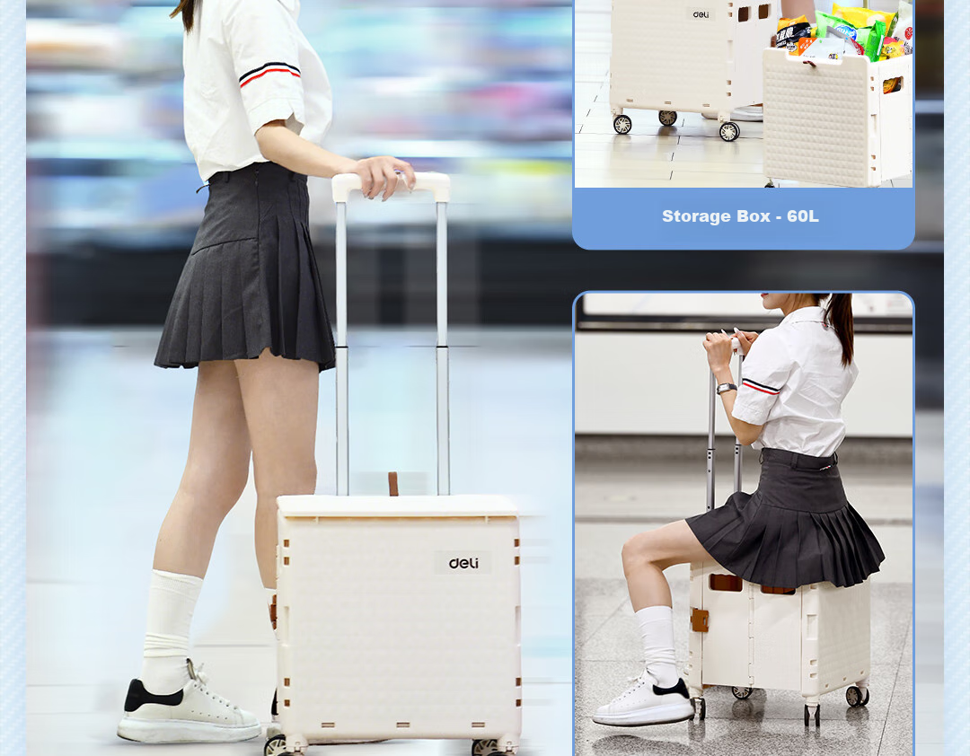 Deli Supermarket Trolley Shopping Cart Hand-Pushed Grocery Cart Camping Pull Rod Luggage Cart Vegetable Cart Folding 75kg 5