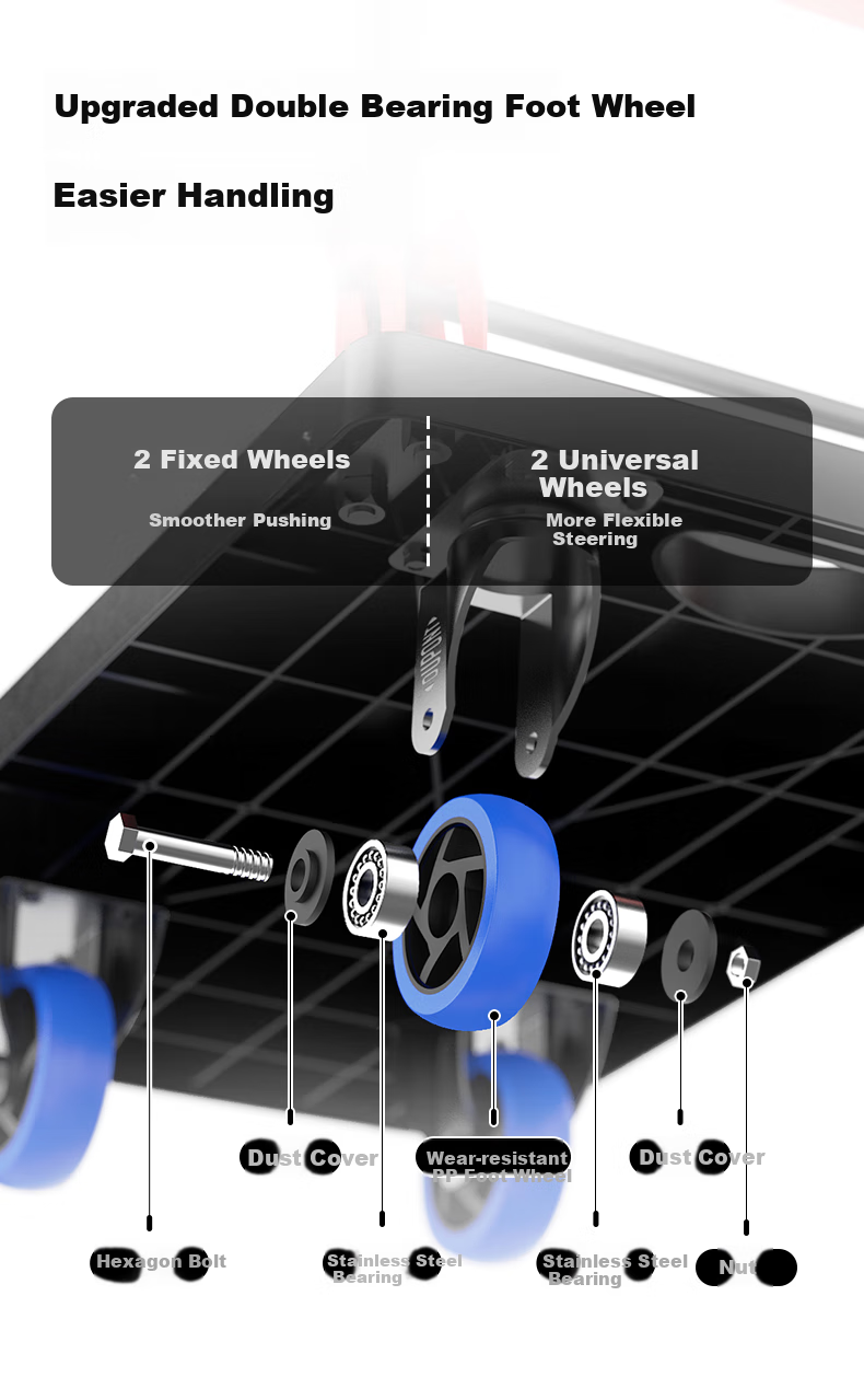 DU PONT Nai'an Series Folding Hand Truck, Flatbed Cart for Express Delivery And Home Use, Cargo Trolley 66*40, Weight Capacity 200 Ji 4
