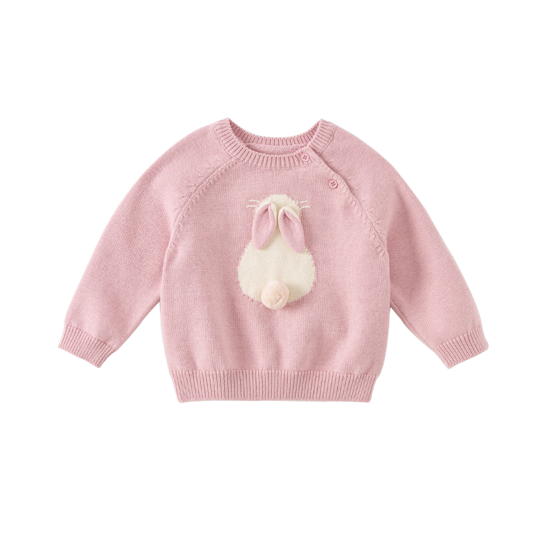 DAVE & BELLA Girls Pullover Sweater 2022 Autumn Kids Cartoon Knitwear DB4223925 Light Pink 100cm