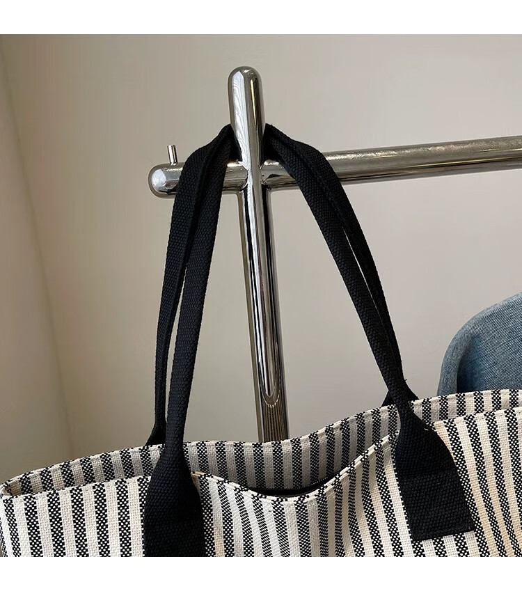 Kelorock Striped Large Capacity Canvas Bag for Women 2025 New Fashion Handheld Shoulder Shopping Tote Casual Commuter Bag 2