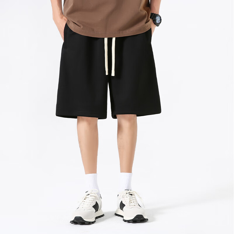 JEEP SPIRIT Men's Shorts, Summer 300G Heavyweight, Loose Casual Draping Straight-Leg Versatile Five-Point Pants for Men, Light Beige, M