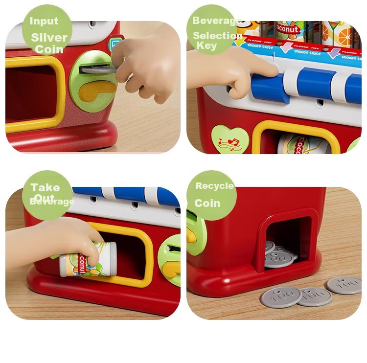 Mabaozibao Beverage Vending Machine Toy, Automatic Coin-Operated, Educational for Children And Girls Aged 3-6, Pretend Play, Birthday Gift for Boys 4