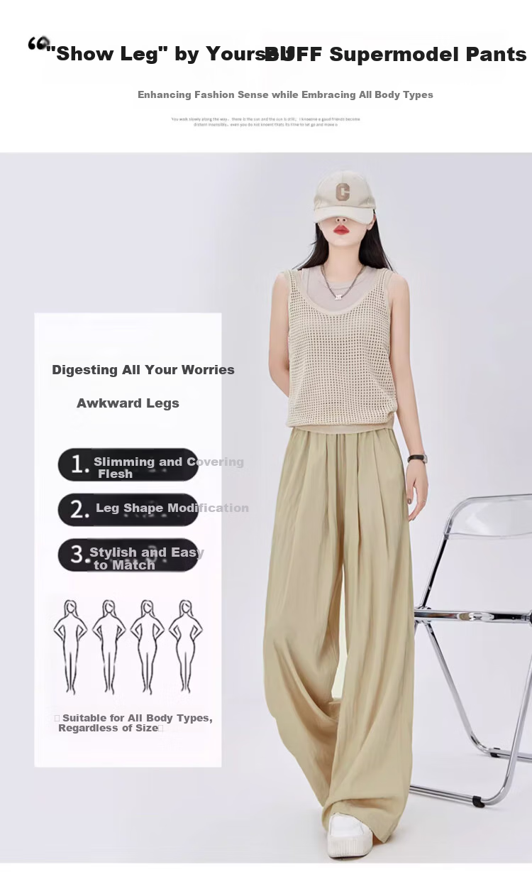 LangSha Women's Pants, Spring And Autumn Thin Style, Slimming Draping Straight Wide-Leg, Casual Loose Linen Floor-Length Loungewear 8