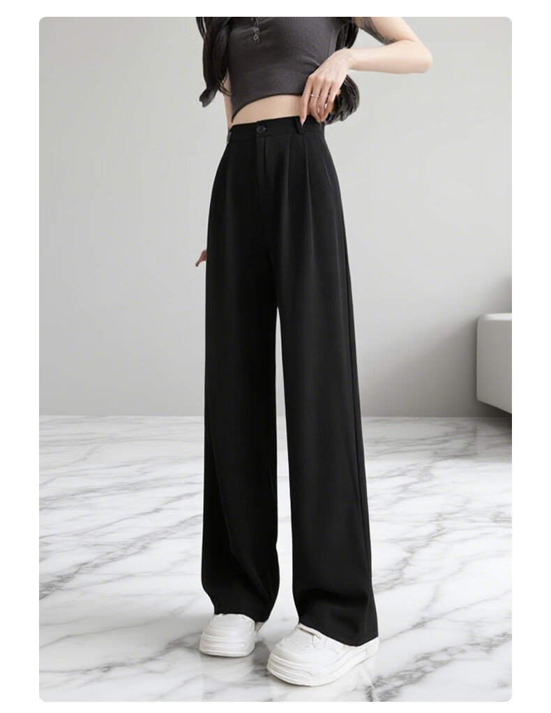 FitonTon Women's Casual Dress Pants Autumn Winter 2025 Fashion Versatile High-Waist Straight-Leg Slim Wide-Leg Trousers 8