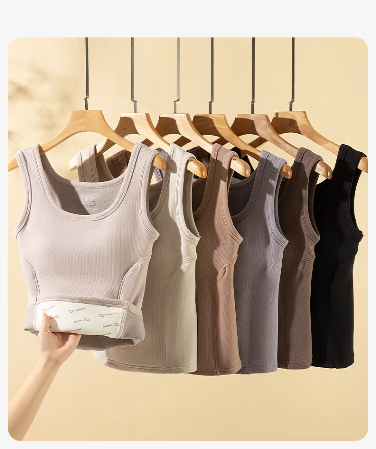 Langsha Graphene Thermal Vest for Women with Built-in Chest Pad, Autumn and Winter Fleece-Lined Thickened Wool Heating Base Layer Underwear 22