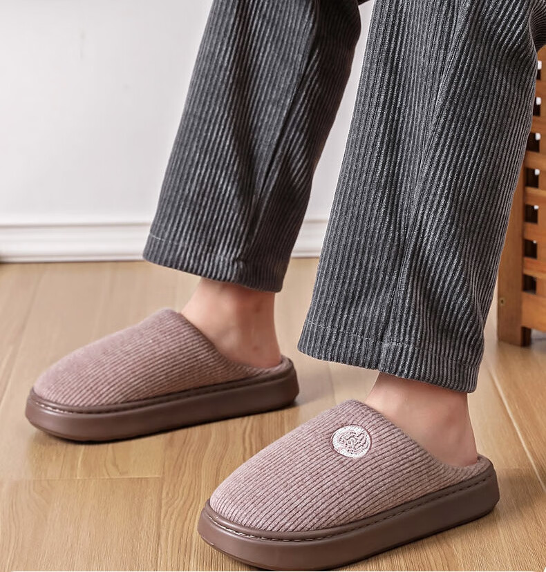 Huamei Jianbu Unisex Versatile Half-Cover Cotton Slippers Indoor Outdoor Fleece Lined Warm Cotton Slippers HM2502 Navy Blue Size 40-41 8