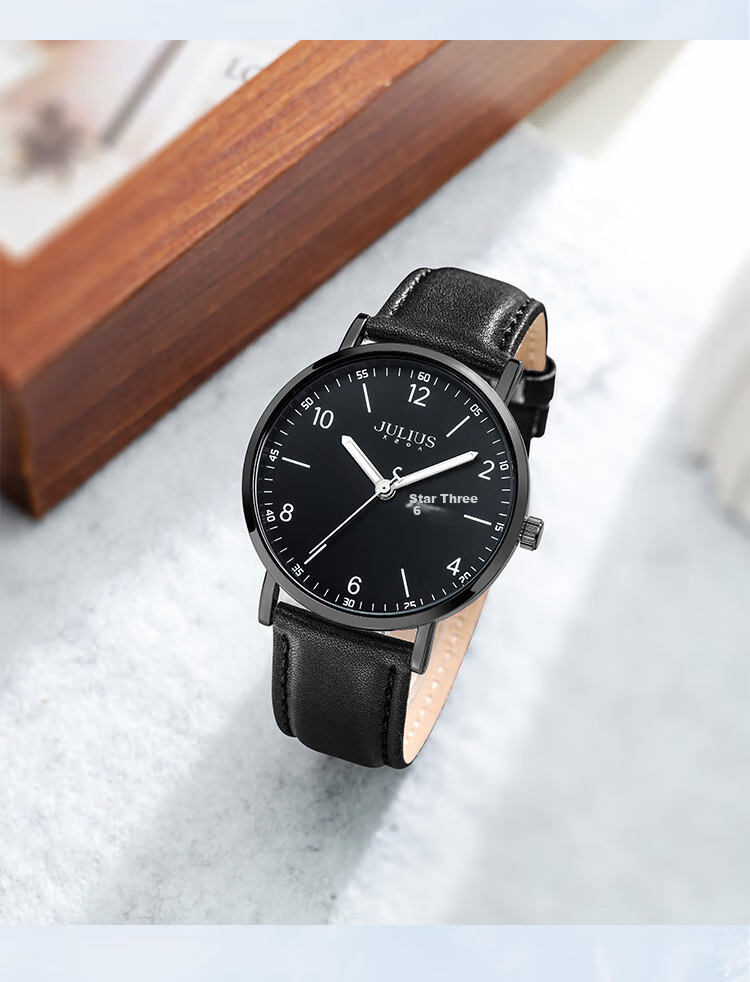 Julius Watch for Women, New Style, Suitable for Middle And High School Students, Female Exam Calendar Quartz Watch with Black Dial JA-1516LD 3