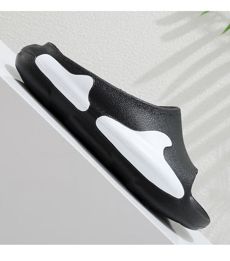 XGGC Basketball Outdoor Slippers for Men, Summer Stepping-On Feel, Non-Slip Beach Sandals, Large Size, White, 46-47 2
