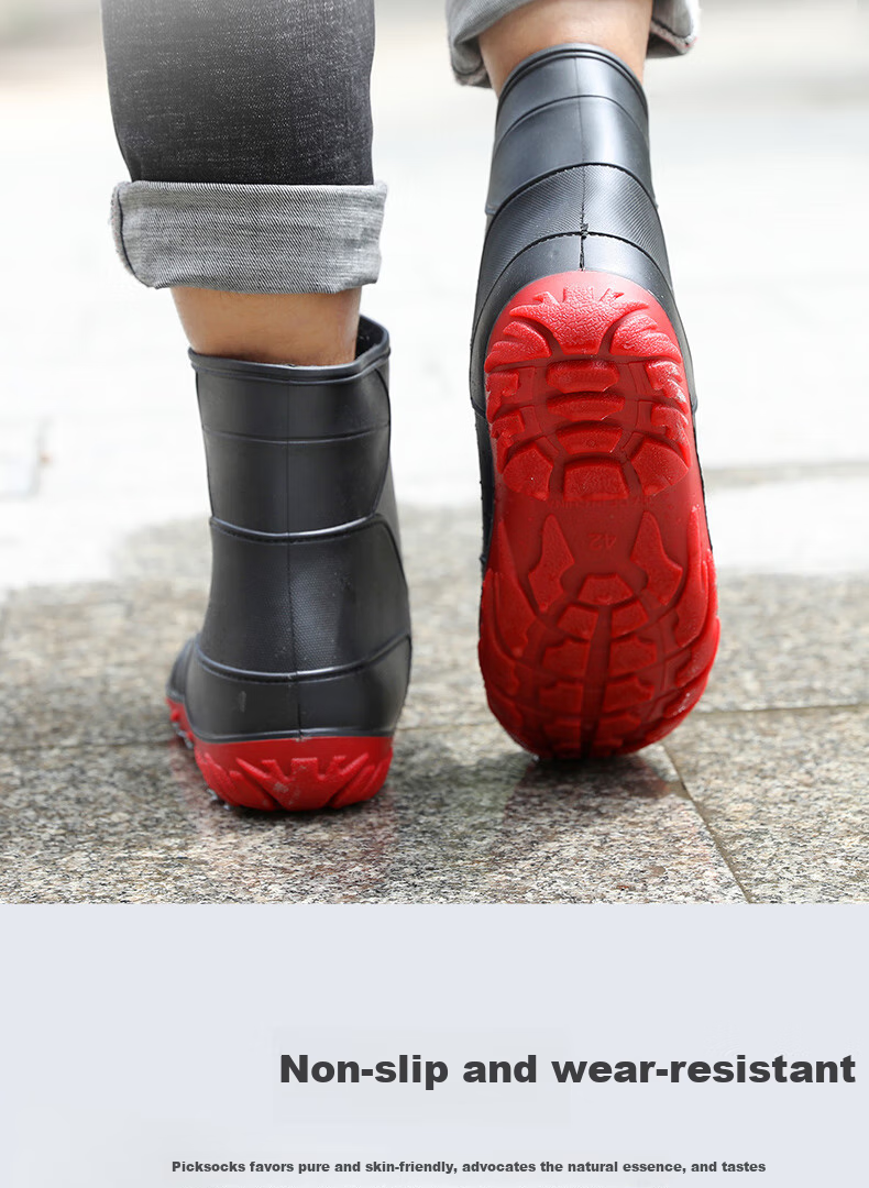 FOOTOPPO Rain Boots for Men, Mid-Calf Waterproof Shoes, Adult Water Boots, Fashionable Rubber Shoes, Water Boots for Wome 3