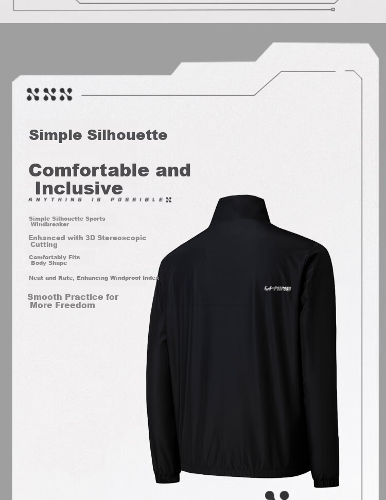 Li-Ning Jacket for Men And Women, Spring And Autumn Style, Windbreaker with Stand Collar, Outdoor Water-Repellent Jacket, Sports Outerwear, Windproof And Breathable Top 2
