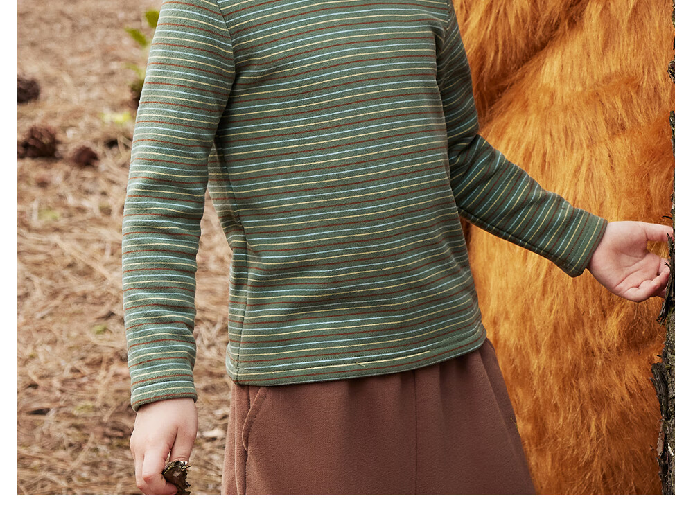 Beitais Kids Long Sleeve T-Shirt Spring and Autumn New Striped Boys and Girls Baby Mid-Neck Cotton Base Shirt 34