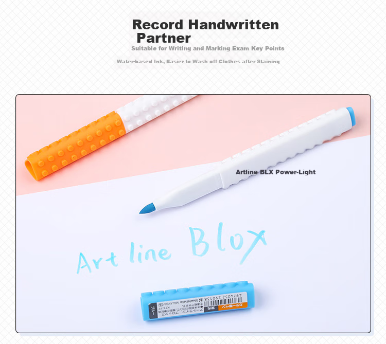 [Back to School Essential] Shachihata BLOX Series Connectable Candy Markers for Exams And Highlighting, Water-Based Pens, Fluorescent Pens, 0.4mm, Fluorescent Yellow, KTX-200F 3