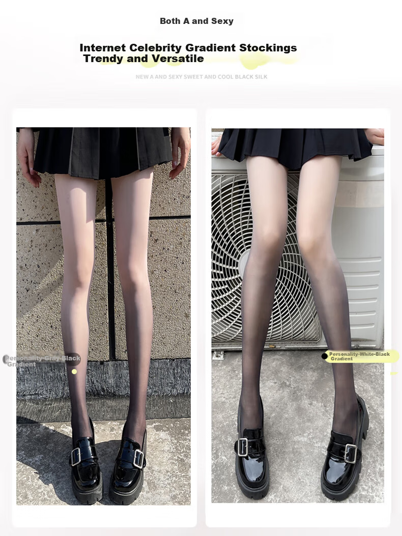 LangSha Ultra-Thin Sexy Pure Desire Gradient Black Stockings, Leg-Flattering Internet Celebrity Style, Candy-Colored Pantyhose 2