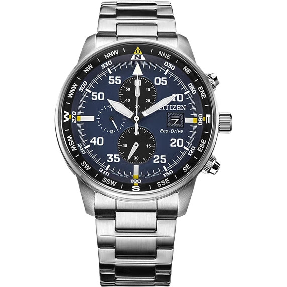 Часы наручные Citizen CA0690-88L, мужские, кварцевые, с солнечной батареей, синий циферблат, стальной браслет