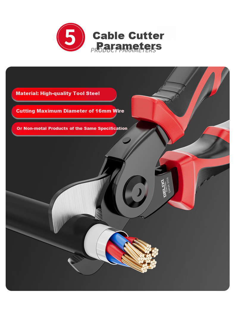 DELIXI Multi-Functional Pliers Set: Wire Cutters, Cable Strippers, Electrician's Pliers, Line Cutters, And Wire Crimpers 8
