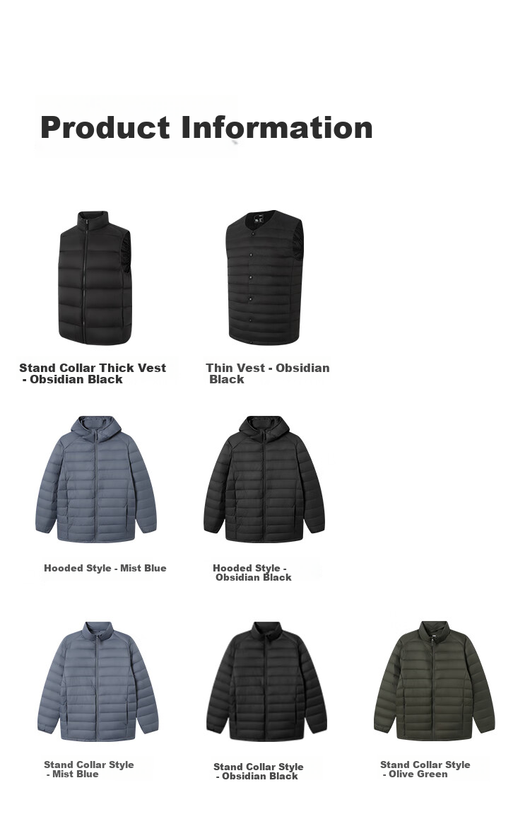 JD Original [Air Zero Pressure down] Lightweight down Jacket for Men, Winter Stand Collar, 90% Duck Down, Light Mist Blue, Size S 12