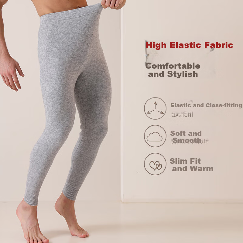 Mengyangwang Men's Wool Pants, 100% Pure Wool Knitted Trousers, Thermal Underwear for Middle-Aged And Elderly, Thick Base Layer Pants for Autumn And Winter Seasons