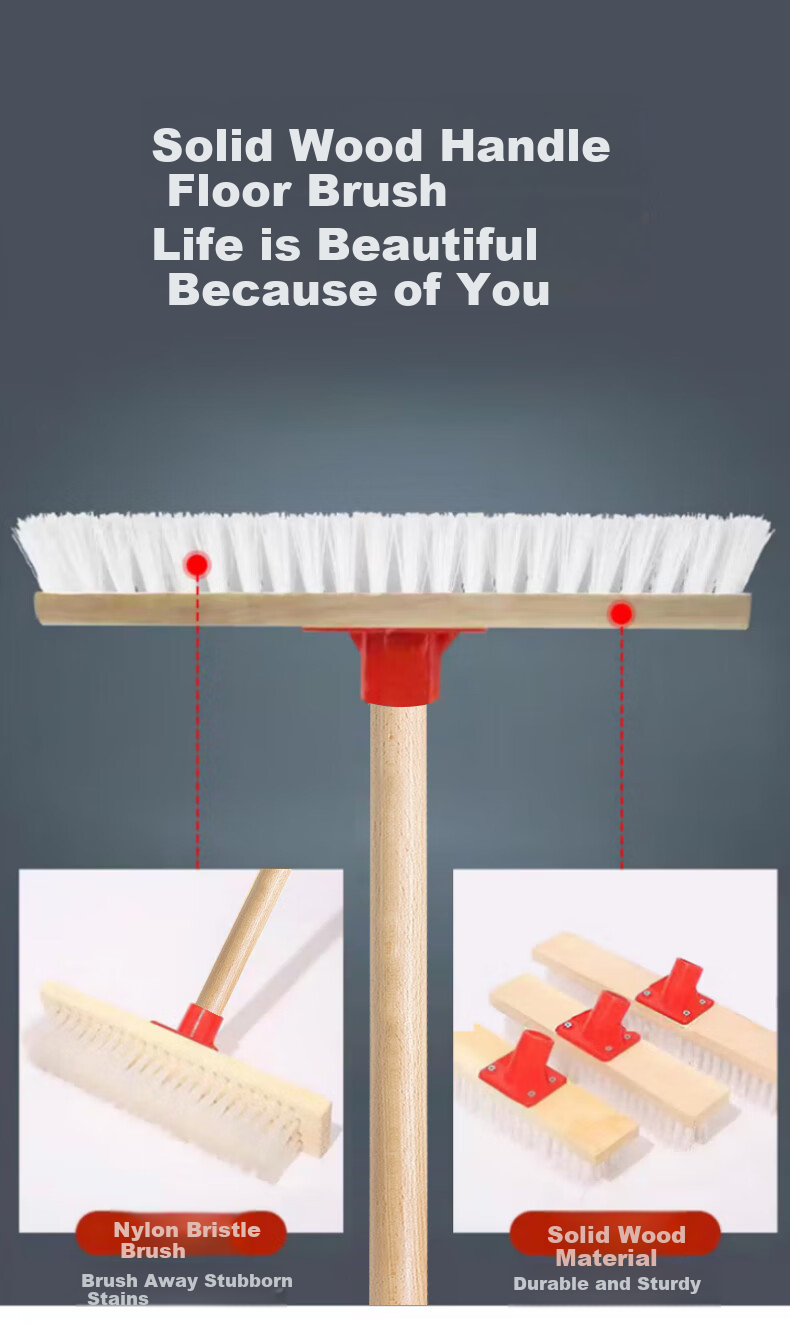 Home Maid 40cm Wide Floor Brush, Long Handle Hard Bristle Large Kitchen Bathroom Carpet Washing Brush Floor Brush Cleaning Brush Tile Brush 1