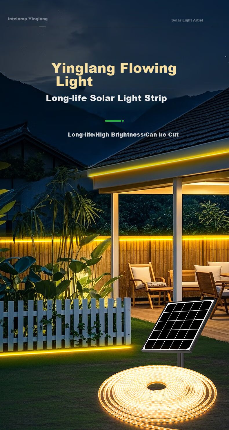 Intelamp Solar Outdoor Waterproof String Lights, Garden Landscape Lighting, Warm Light Ambiance Decorative Lights, Automatic On at Night 1