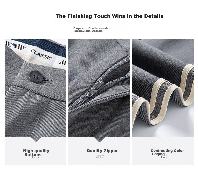 ROMON [Easy-Care] Men's Wrinkle-Resistant Non-Iron Business Suit Pants, Casual Trousers, Dad's Elastic Straight-Leg Pants 9