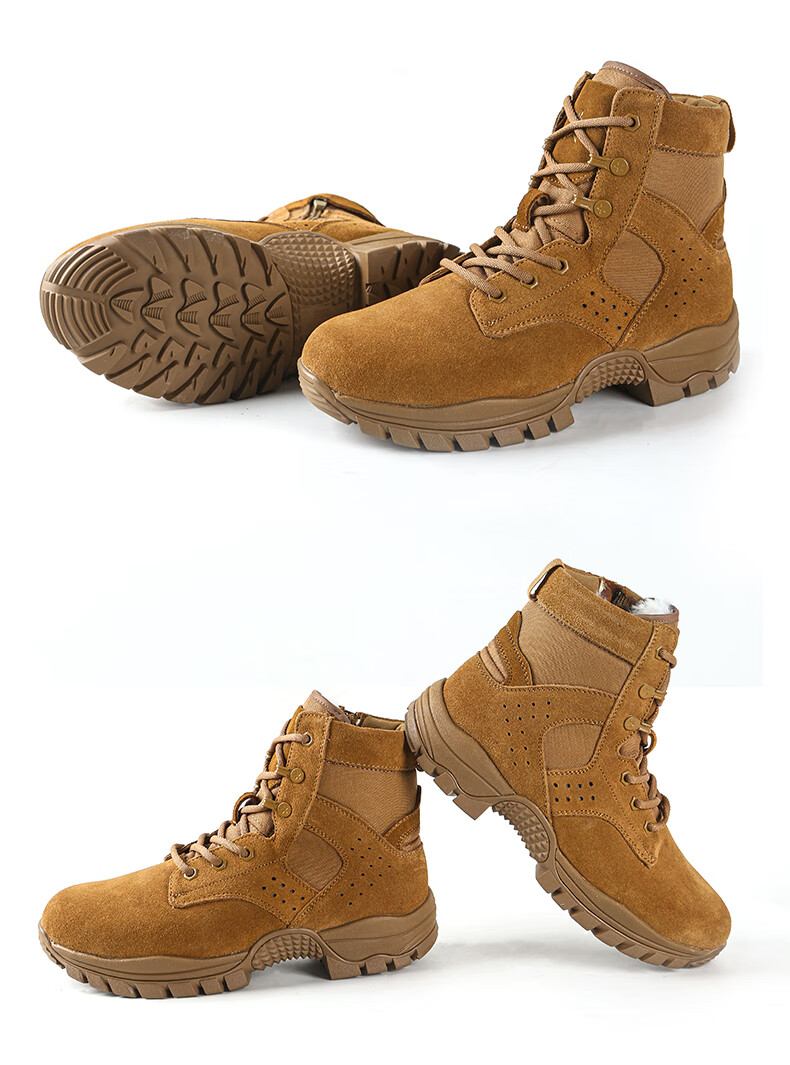3514 New Style Brown Combat Boots for Men, Ultra-Light Outdoor Desert Boots, Mid-Top Wear-Resistant Puncture-Proof, Brown, Size 40 27