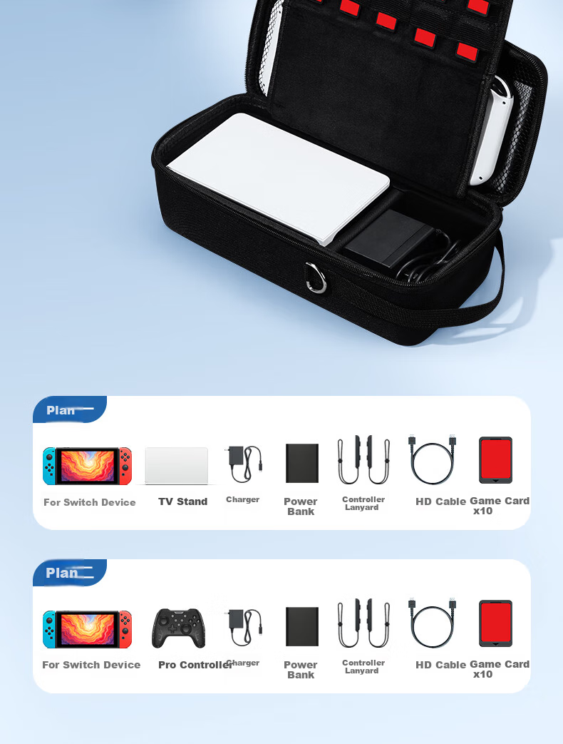 Jemdo Switch Storage Case Protective Cover, OLED Storage Box, Tempered Glass Film, Joy-Con Controller Grip, Complete Accessories Set for NS/Lite, Card Holder, Shockproof Hard Case 5