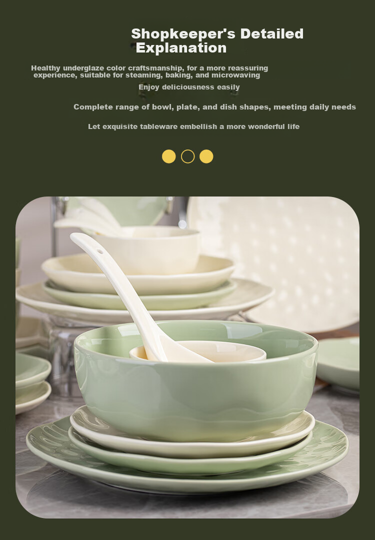 Banwushenghuo Cream-Colored Bowl And Plate Set for Home Use, 2026 New Stylish Tableware Set with Underglaze Color, Including Bowls, Plates, Chopsticks, Housewarming Gift 3
