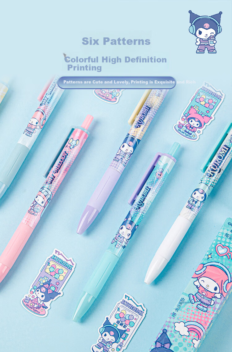GuangBo &Sanrio Push-Button Blind Box Gel Pen, Black Smooth ST Tip Exam Pen Writing Pen Signature Pen, Stationery Gift KT82202 3