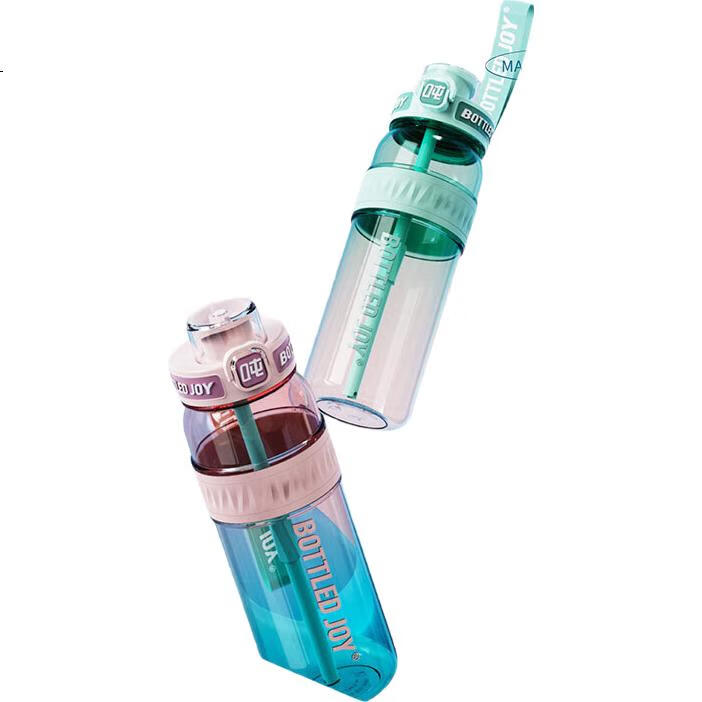 Бутылка для воды BOTTLED JOY, большая емкость, спортивная, термостойкая, пластиковая, для студентов, 750 мл, градиентный зелено-фиолетовый