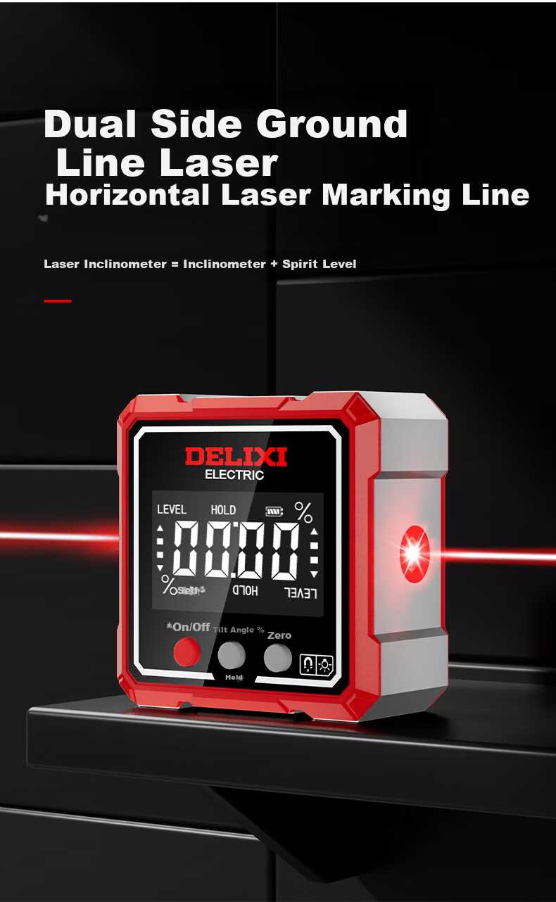 DELIXI ELECTRIC Laser Digital Inclinometer High Precision Angle Meter Magnetic Metal Level Household Angle Ruler 4