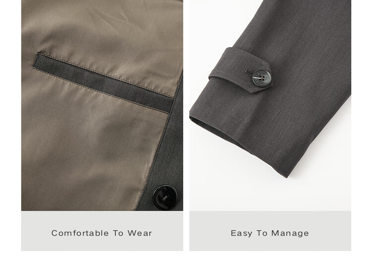 Bojuezhuoer Suit Collar Mid-Length Men's Trench Coat, Double-Breasted, High-End Classic Design, Casual Style 3