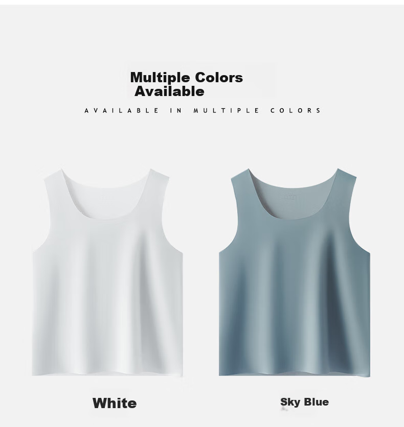SNOWFLYING 2-Pack Ice Silk Tank Tops for Men, Summer Thin Fitness Sports Seamless Vest Undershirt Sleeveless Undershirt 8