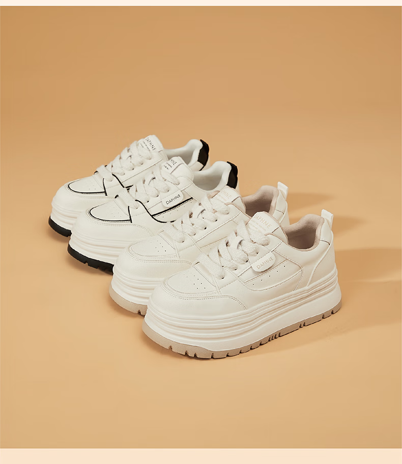 DAPHNE Thick-Soled White Sneakers for Women, 2026 New Summer Lace-Up Shoes, Fashionable Versatile Canvas Shoes for Wome 21