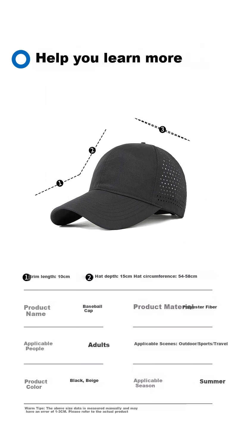 FitonTon Baseball Cap for Men, Spring And Summer Sun Protection Visor Hat, Korean Style Fashionable Cap, Large Head Circumference Wide Brim Outdoor Men's Hat 9