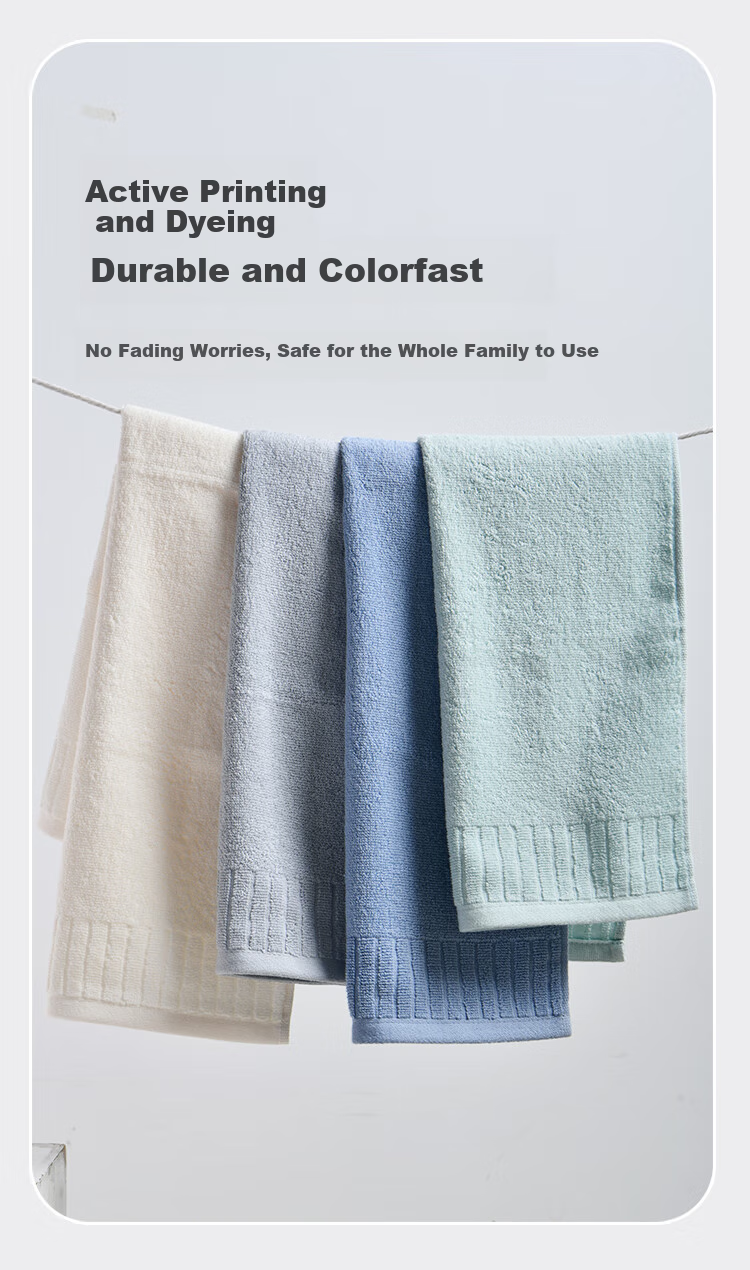 Yaguang Towels, Pure Cotton Class A Egyptian Long-Staple Cotton, Soft And Skin-Friendly, Absorbent, Lint-Free, Fine Chenille Face Towels, 3-Pack, Green Blue White 5