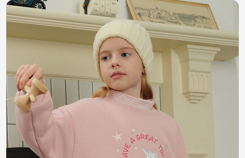 DAVE & BELLA Children's Fleece-Lined Sweatshirt, Girls' Autumn And Winter Wear, Boys' Clothing, Girls' Turtleneck Top, Children's Apparel 9