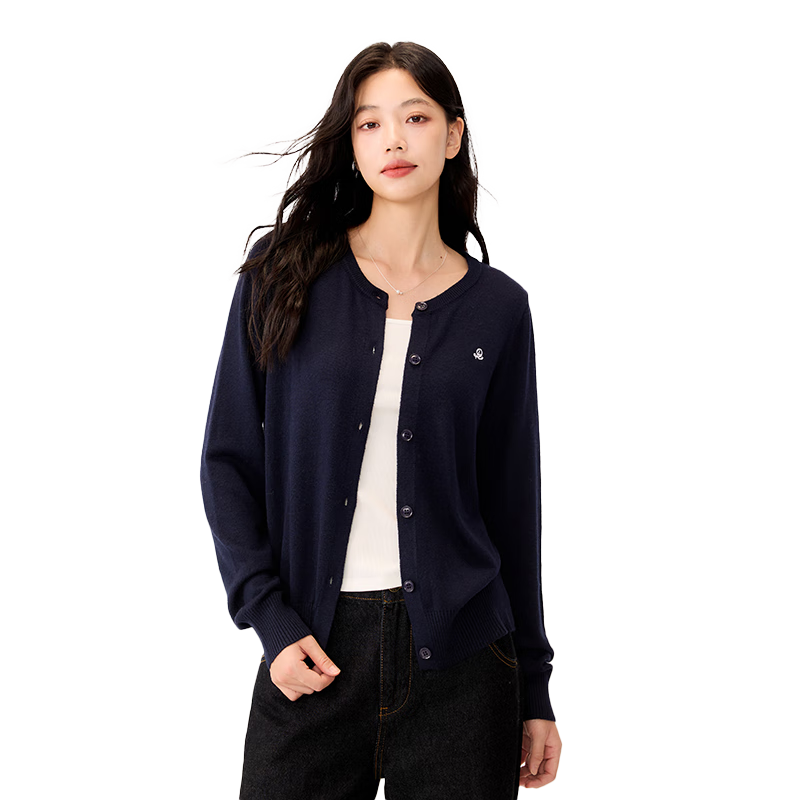 RA&RN / Aiqi Ruyu Autumn New Slimming Solid Color Wool Knit Cardigan Jacket for Women, Elegant