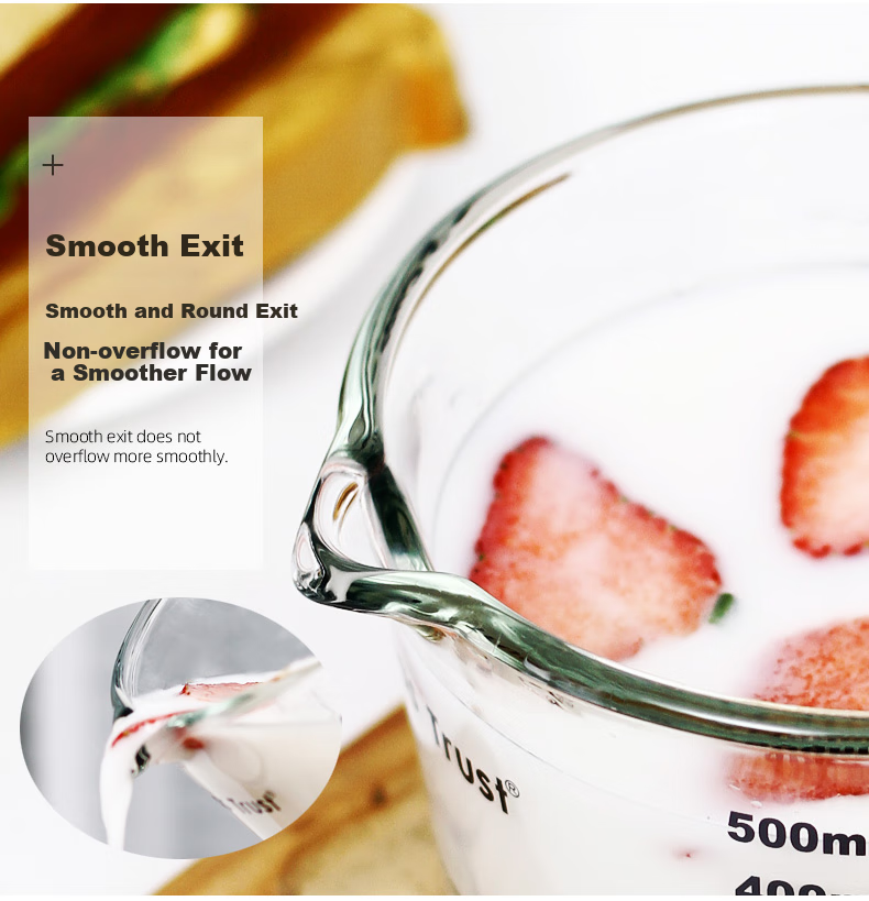 Chuangde Milk Cup, Heat-Resistant Glass Cup, Microwave-Safe Measuring Cup for Home Use And Children's Breakfast, with Scale, 500ml 8