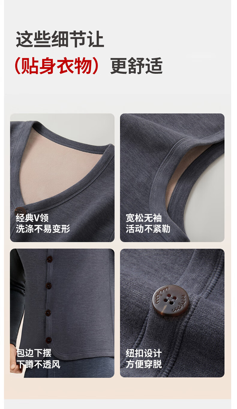 Bejirog Men's Thermal Vest Middle-aged and Elderly Fleece Lined Thickened Sleeveless Lamb Wool Inner and Outer Wear Waistcoat 16