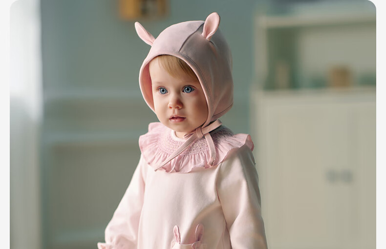DAVE & BELLA Newborn Knitted Romper Autumn Outfit for Baby Girls, Class A Antibacterial Anti-Mite Cotton Onesie 7