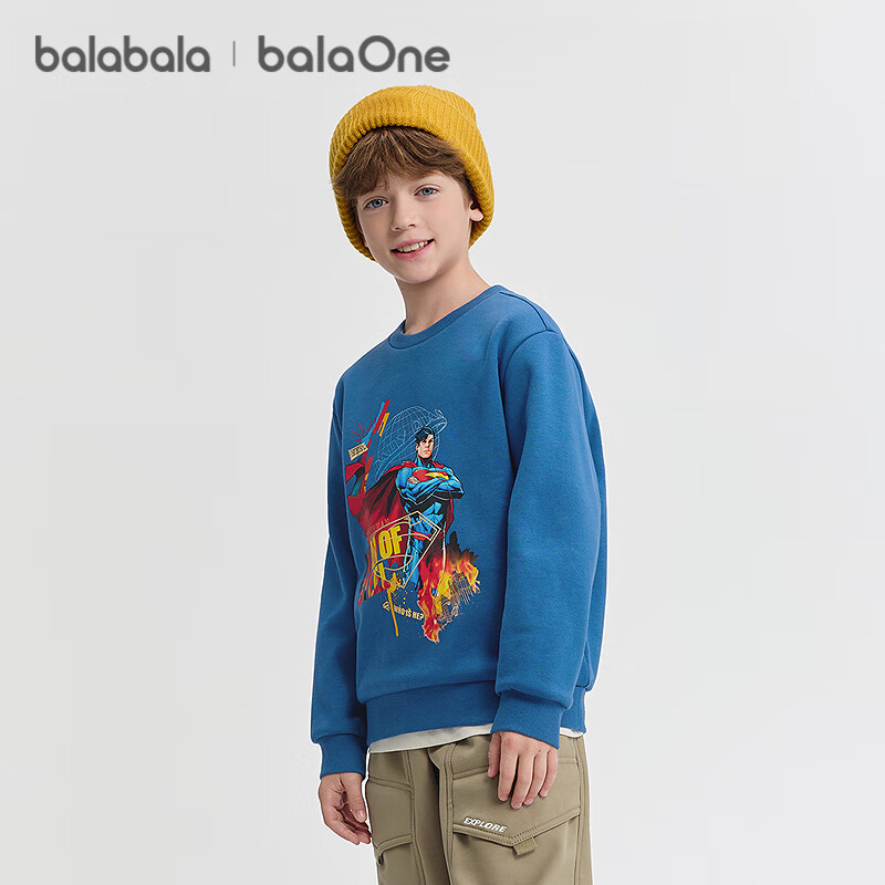 BALABALA DC Superman BalaOne Boys' Fleece Lined Sweatshirt Kids Winter 2025 Top 208425121102