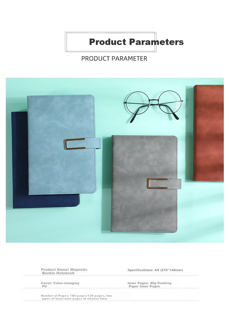 TENGXIONG A5 Notebook, Thickened Business Office Stationery, Meeting Record Clip-On Leather Cover Notebook, B5 Simple Diary, Gift Box, Corporate Business Souvenir, Customizable Logo 9