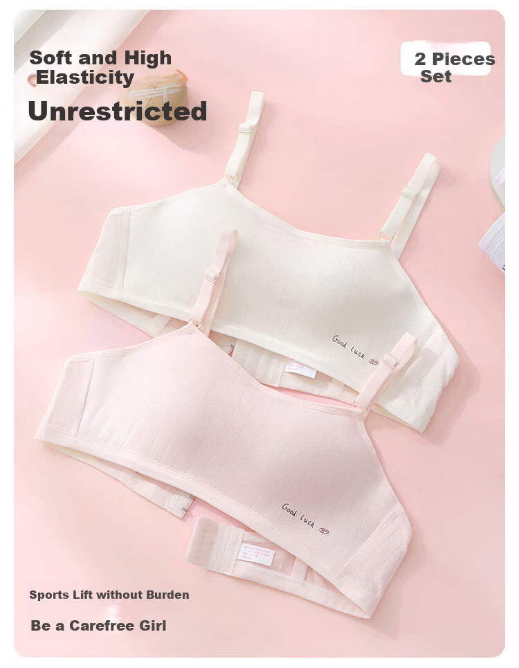 FitonTon, 2-Piece Set, Girls' Underwear, Thin Wireless Bra for Middle And High School Girls, Puberty Teenage Underwear 2