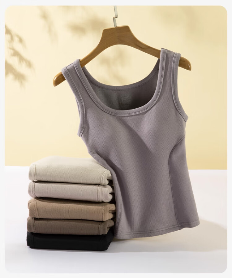 Langsha Graphene Thermal Vest for Women with Built-in Chest Pad, Autumn and Winter Fleece-Lined Thickened Wool Heating Base Layer Underwear 23