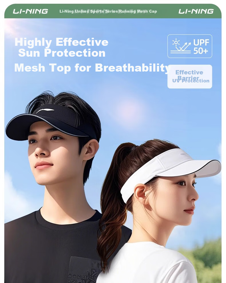 Li-Ning Visor Cap for Men And Women, Summer Sun Hat, Outdoor Hiking UV Protection Cap, Marathon Running Tennis Cap, Lightweight Sun Hat 1