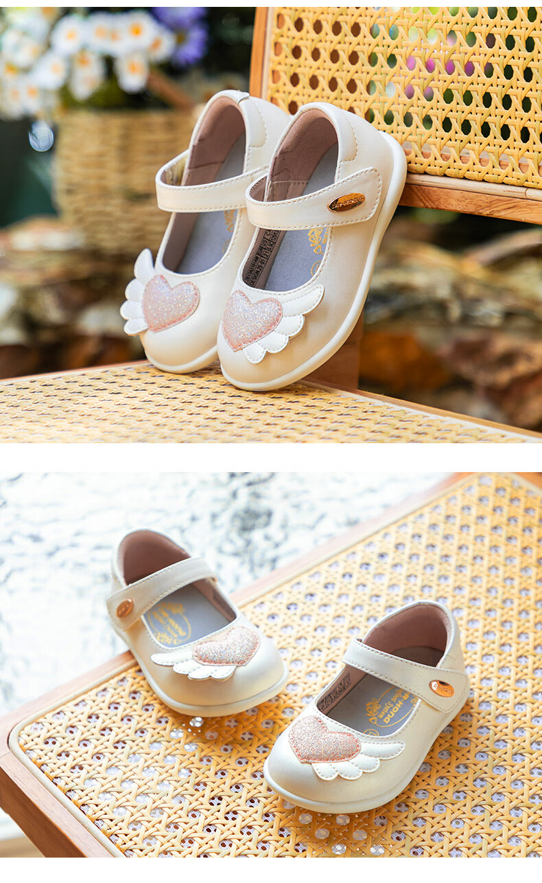 DR·KONG Leather Shoes, Autumn New Girls' Baby Children's Formal Shoes, Toddler Shoes, Girls' Princess Shoes, 2B13A3101AW, White, Size 21 4
