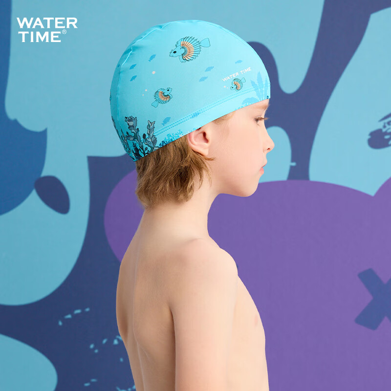 WATERTIME / Shuichuan Children's Swimming Cap, New Style for Girls And Boys, Ear Protection without Tightening Headband, Swim Cap, Xianbenna Blue Algae
